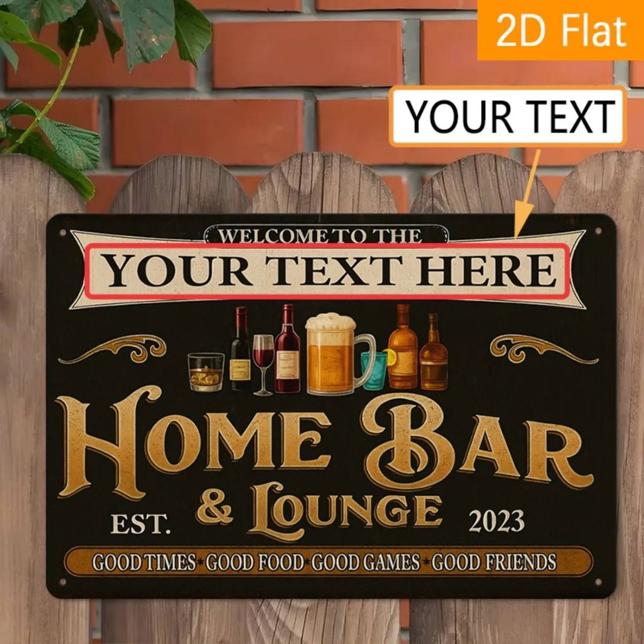 Home Bar Signs - ป้ายโลหะตกแต่งบ้านสไตล์วินเทจแบบกำหนดเองได้ สำหรับบาร์และเลานจ์ ตกแต่งผนังแบบส่วนตัว