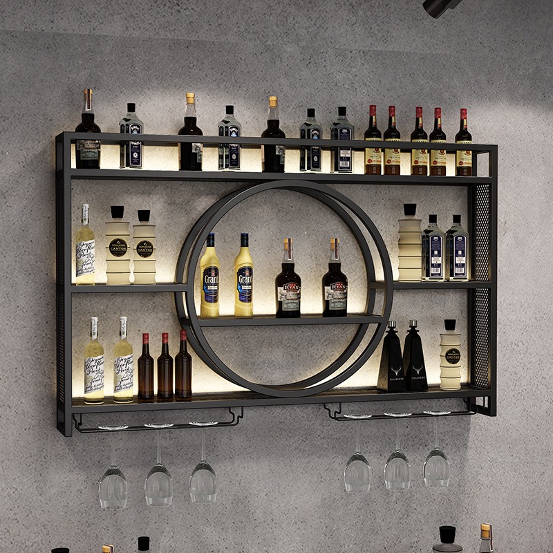 Home Bar And Cabinet - ชั้นวางไวน์ติดผนัง ตู้เก็บไวน์แบบแขวนผนัง ชั้นวางบาร์ ชั้นวางโชว์ไวน์สำหรับใช้ในบ้าน