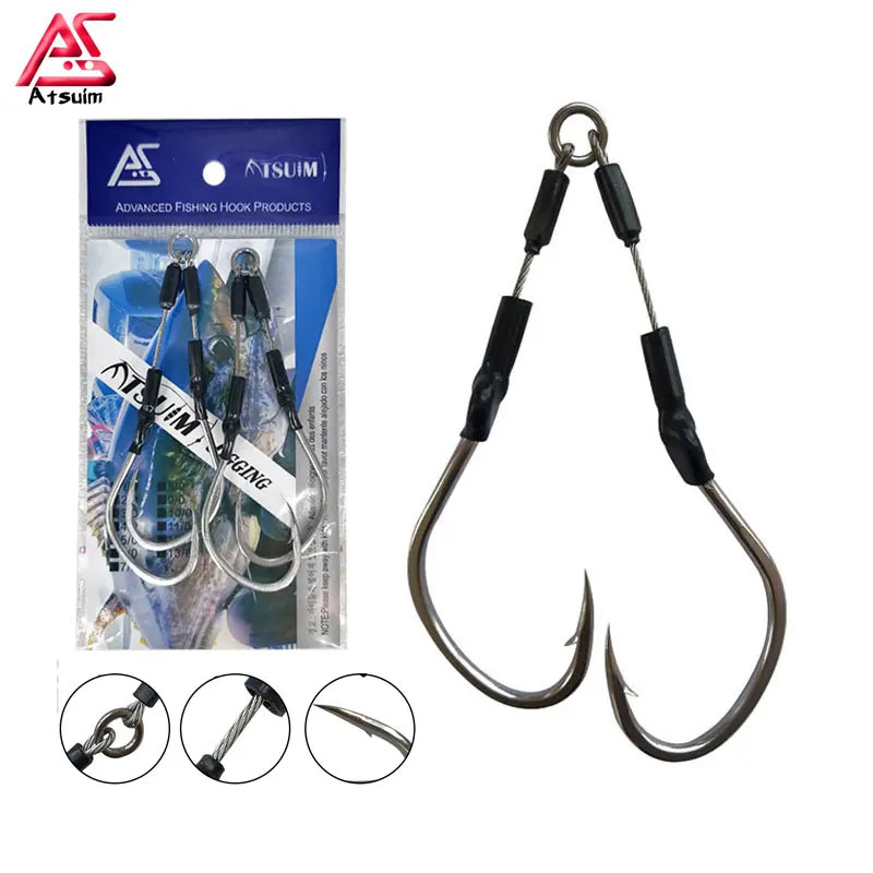 Jigger Double Sided - เช่น 10 คู่ Barbed Double Hooks