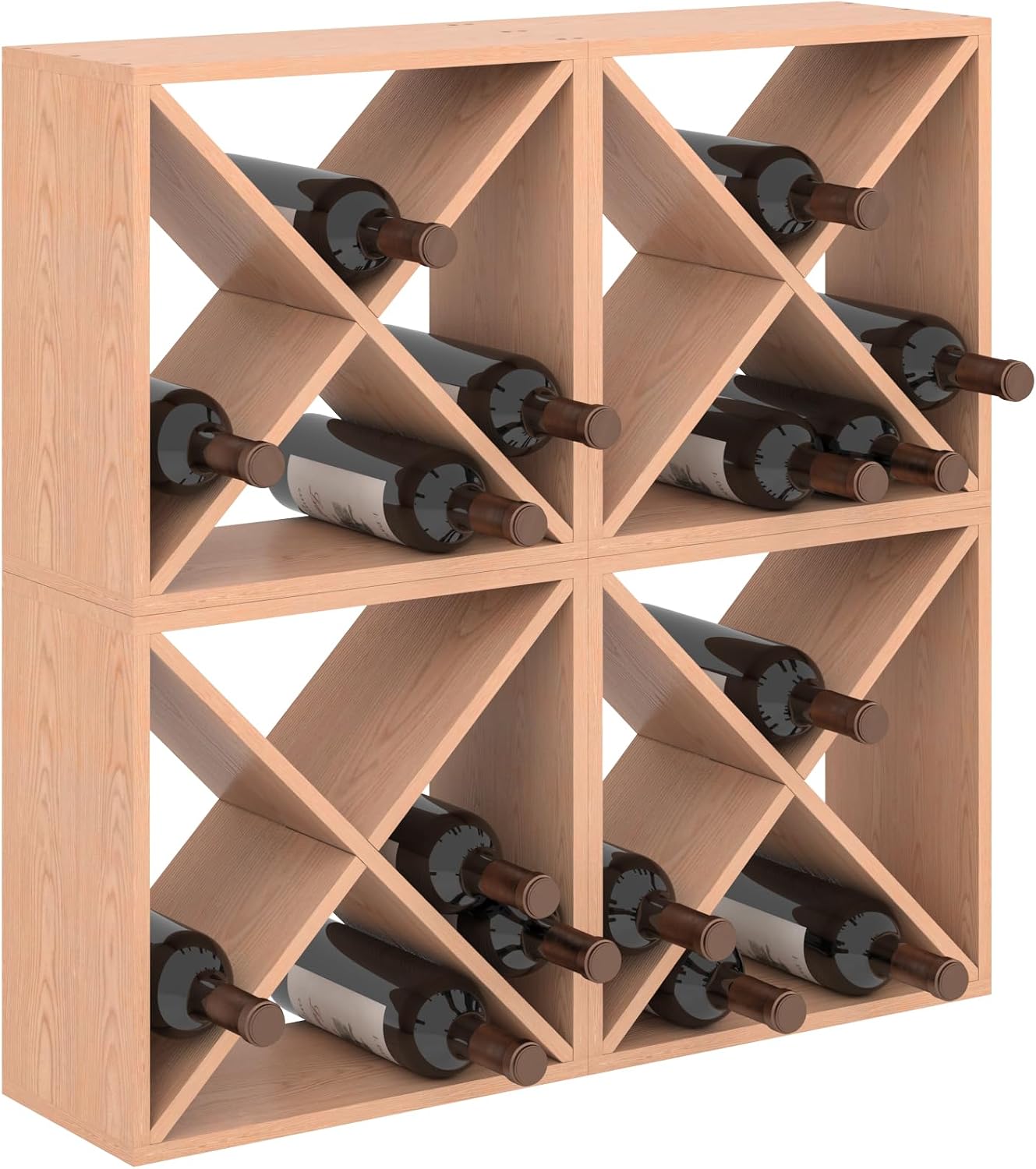 Home Bar Shelf - ชั้นวางไวน์ 96 ขวด แบบตั้งพื้น ชั้นเก็บไวน์บนเคาน์เตอร์ ชั้นวางไวน์ไม้แบบแยกส่วน