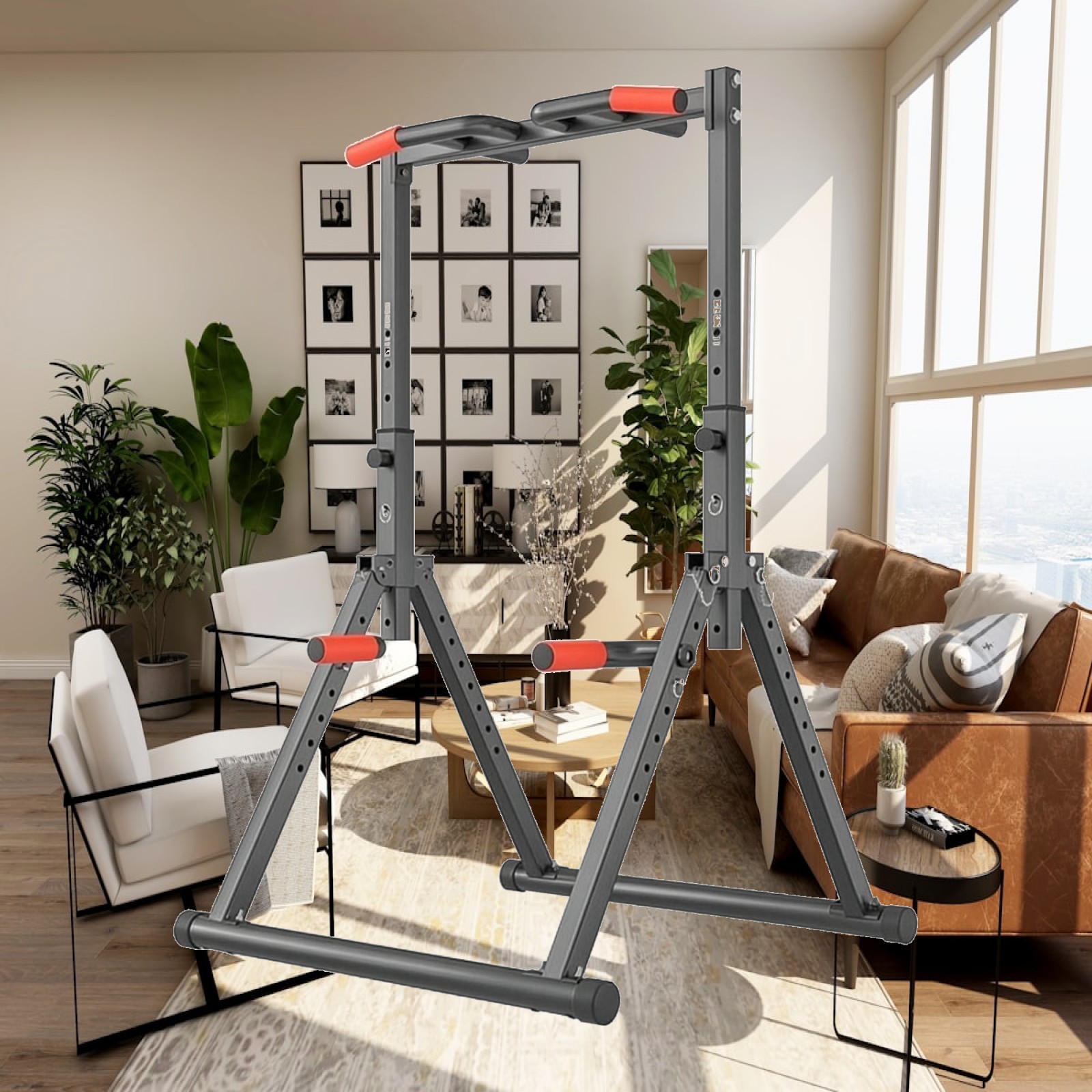 Home Bar And Gym - ราวจับปรับระดับได้สำหรับเด็ก พร้อมที่จับโฟม อุปกรณ์ออกกำลังกายในร่ม แข็งแรง ทนทาน เหมาะสำหรับการออกกำลังกายที่บ้านและเพาะกาย