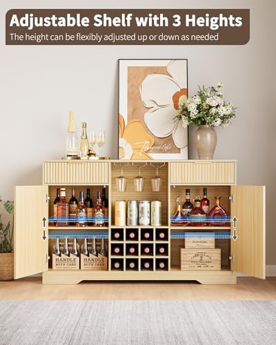 ตู้บาร์ไวน์แบบมีลายลูกฟูกขนาด  - Home Bar And Cabinet บทวิจารณ์และราคา