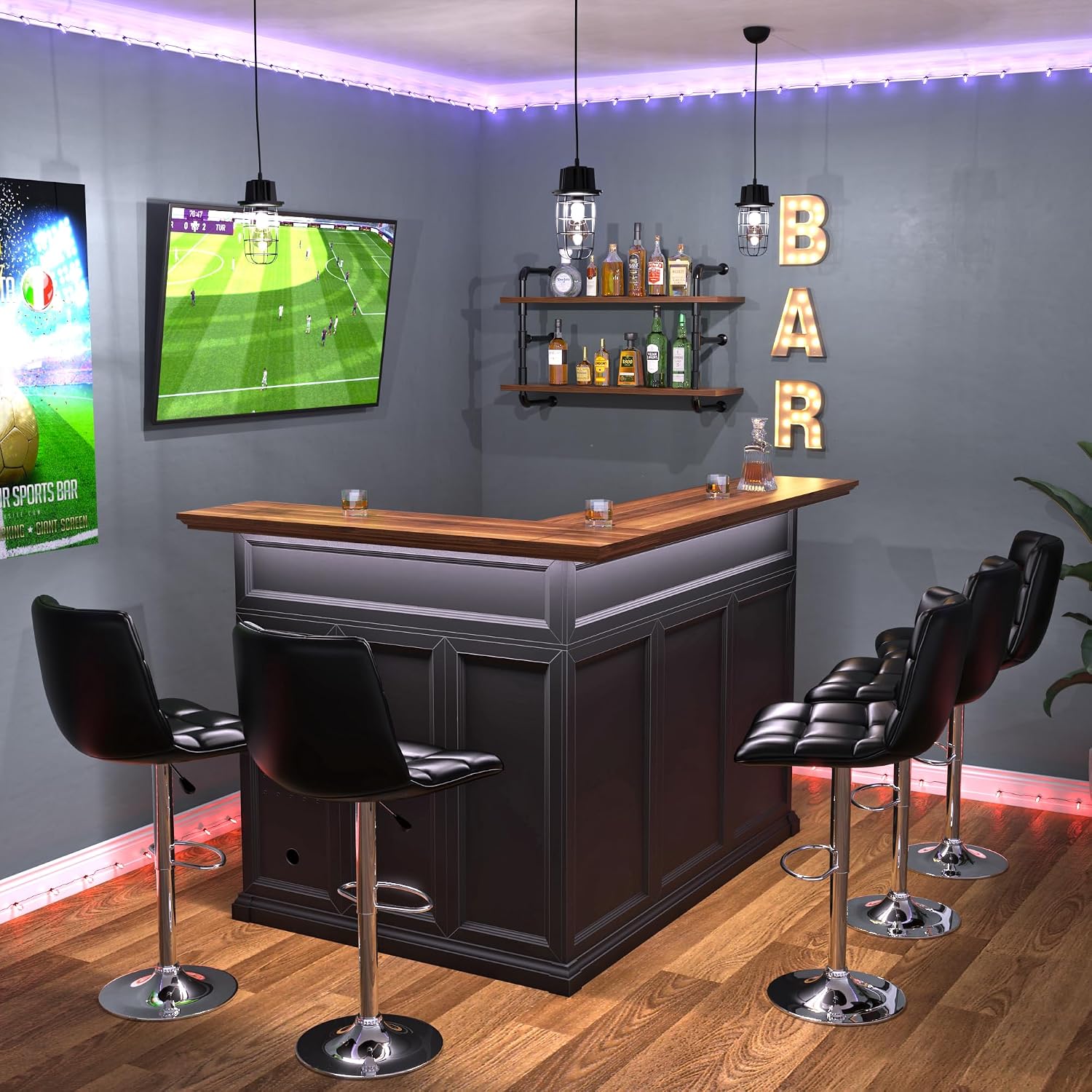 ตู้บาร์รูปตัว L พร้อมพื้นที่สำ - Home Bar And Cabinet บทวิจารณ์และราคา