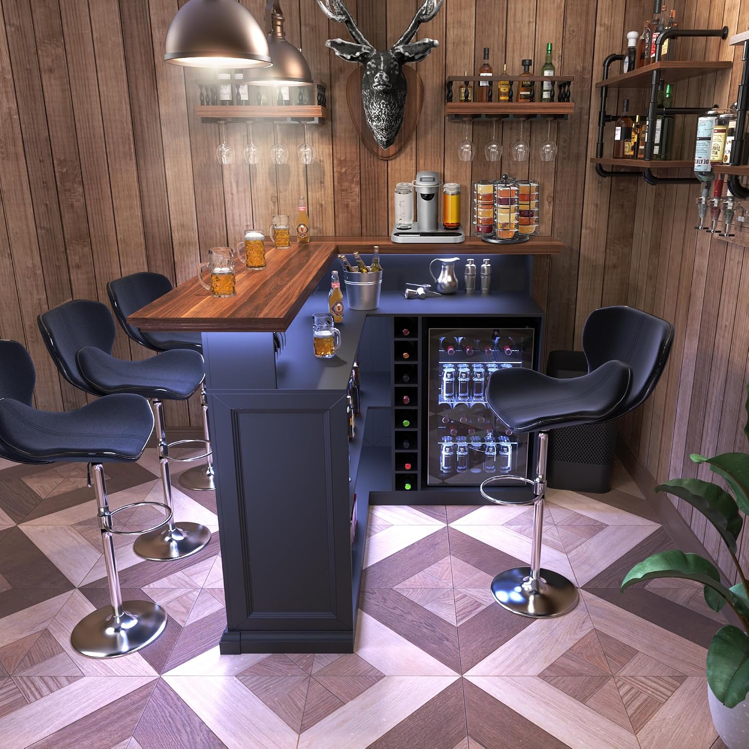ตู้บาร์รูปตัว L พร้อมพื้นที่สำ - Home Bar And Cabinet บทวิจารณ์และราคา